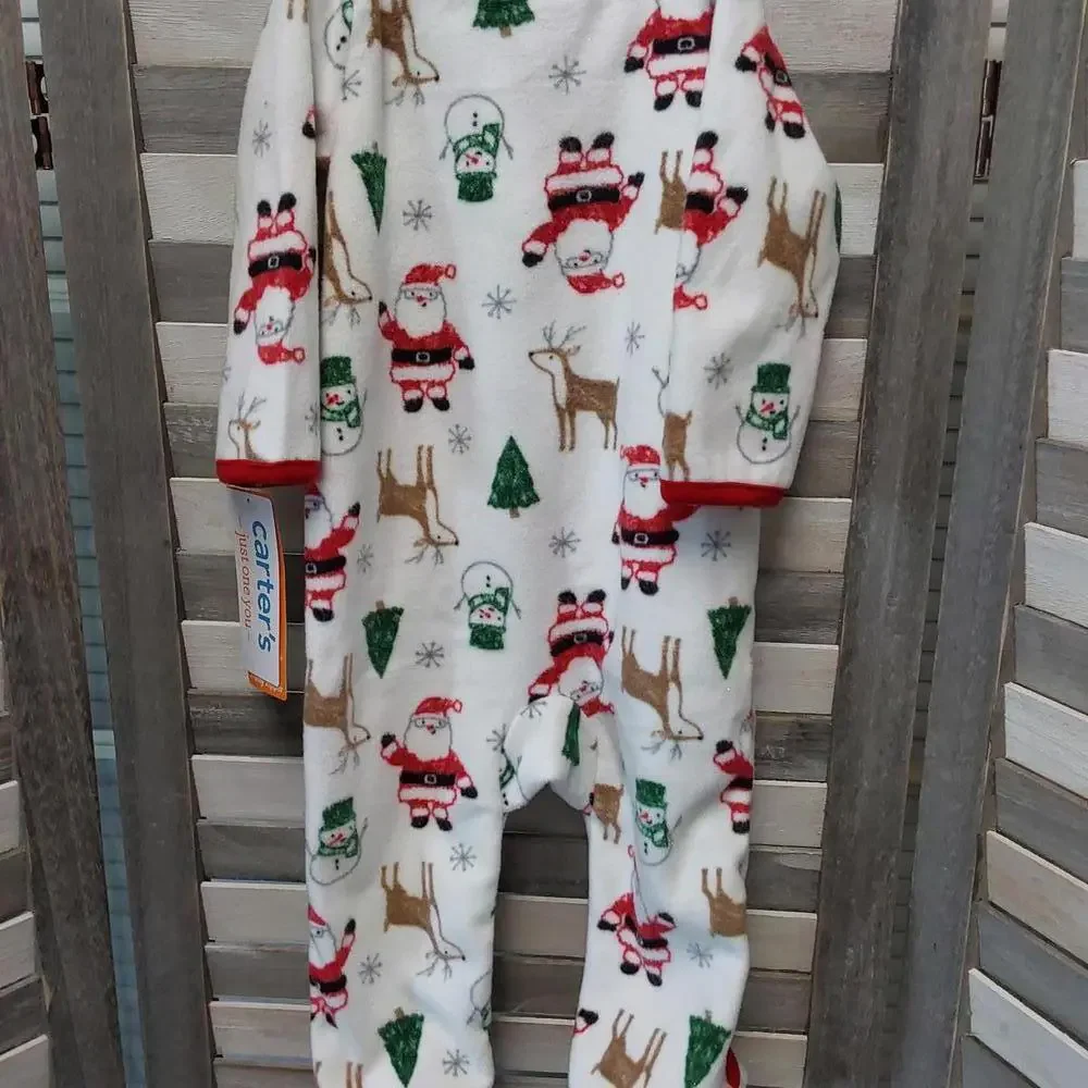 Baby Santa Christmas Fleece Fleece Footed Pajama | Carters | 3M